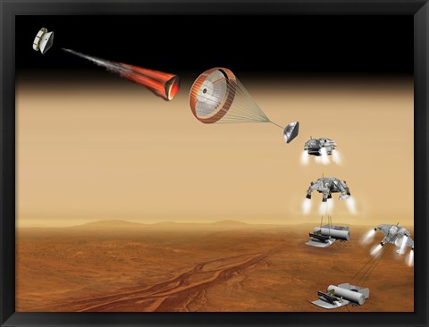 Framed Artist&#39;s Concept of a Proposed Mars sample Return Mission Print