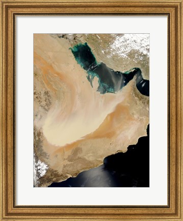 Framed Satellite View of a Dust Storm in Saudi Arabia Print