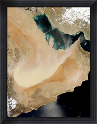 Framed Satellite View of a Dust Storm in Saudi Arabia Print
