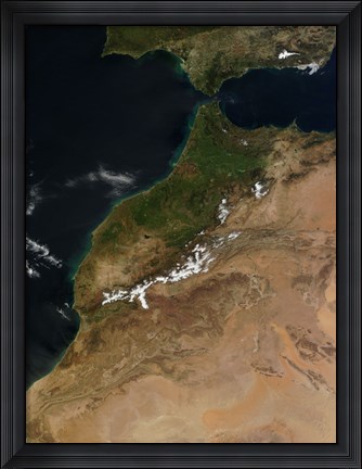 Framed Satellite view of Morocco Print
