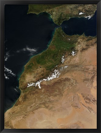 Framed Satellite view of Morocco Print