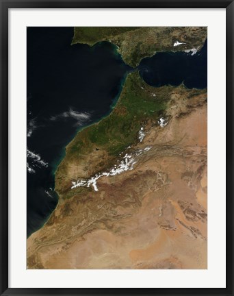 Framed Satellite view of Morocco Print