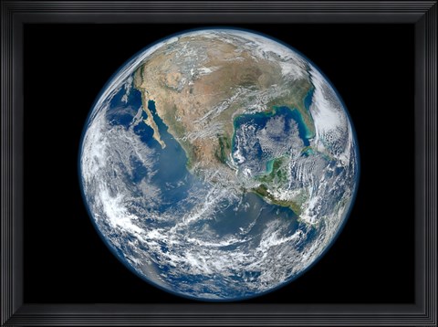 Framed Blue Marble image of Earth showing North America Print