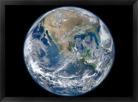 Framed Blue Marble image of Earth showing North America Print