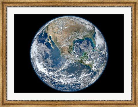 Framed Blue Marble image of Earth showing North America Print