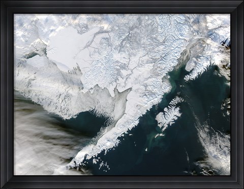 Framed Satellite view of Southwestern Alaska Print
