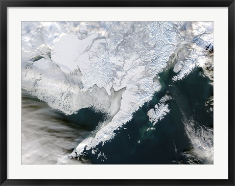 Framed Satellite view of Southwestern Alaska Print