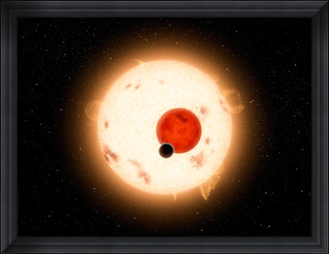 Framed Artist&#39;s concept of the Kepler-16 System Print