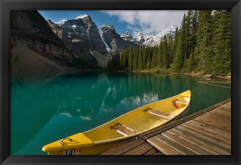 Framed Canoe along Moraine Lake, Banff National Park, Banff Print