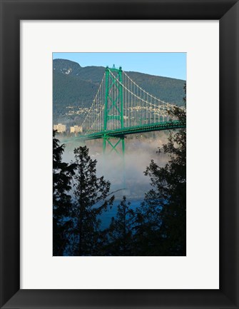 Framed British Columbia, Vancouver, Lion&#39;s Gate Bridge over Fog Print