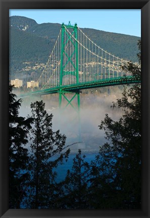 Framed British Columbia, Vancouver, Lion&#39;s Gate Bridge over Fog Print