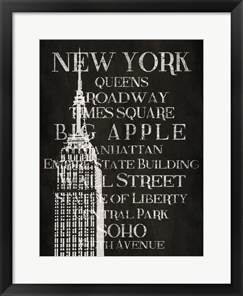 Framed Black &amp; White New York Print