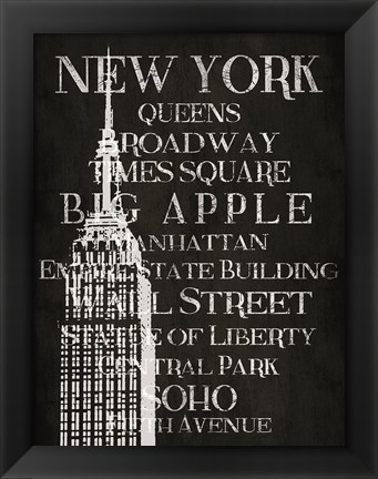 Framed Black &amp; White New York Print