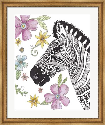 Framed Tribal Zebra Portrait Print