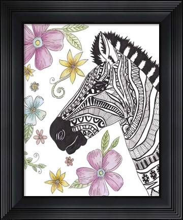 Framed Tribal Zebra Portrait Print