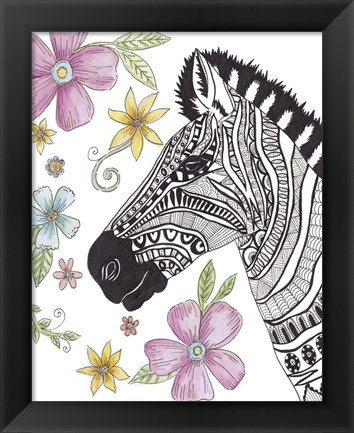 Framed Tribal Zebra Portrait Print