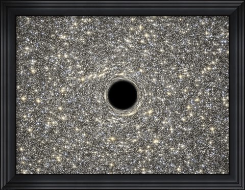 Framed Artist&#39;s Concept of Giant Black Hole in Center of Ultracompact Galaxy Print