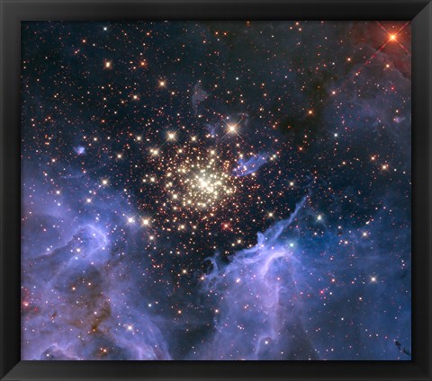 Framed Starburst Cluster Shows Celestial Fireworks Print