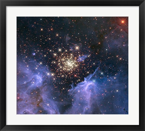 Framed Starburst Cluster Shows Celestial Fireworks Print