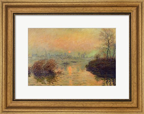 Framed Sun Setting over the Seine at Lavacourt. Winter Effect, 1880 Print