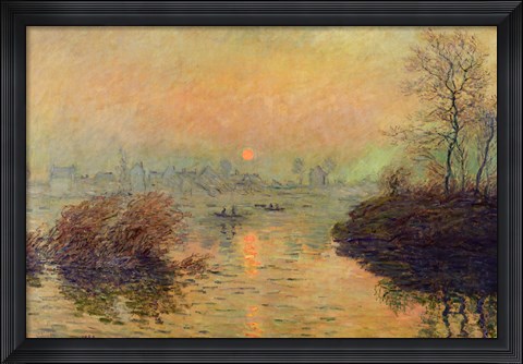Framed Sun Setting over the Seine at Lavacourt. Winter Effect, 1880 Print