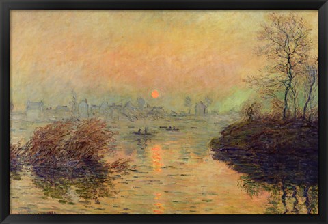 Framed Sun Setting over the Seine at Lavacourt. Winter Effect, 1880 Print