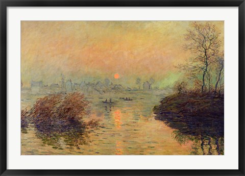 Framed Sun Setting over the Seine at Lavacourt. Winter Effect, 1880 Print