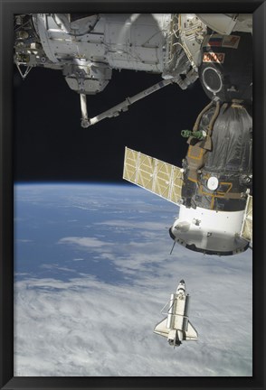 Framed Space Shuttle Endeavour, a Soyuz Spacecraft, and the International Space Station Print