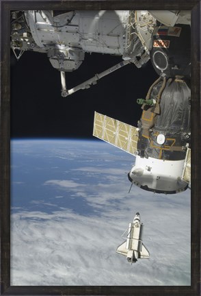 Framed Space Shuttle Endeavour, a Soyuz Spacecraft, and the International Space Station Print