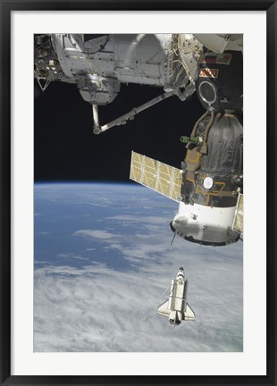 Framed Space Shuttle Endeavour, a Soyuz Spacecraft, and the International Space Station Print