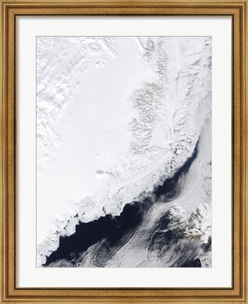Framed Various types of Sea Ice Congregate along the East Coast of Greenland Print