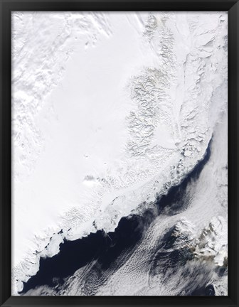 Framed Various types of Sea Ice Congregate along the East Coast of Greenland Print