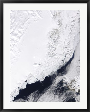 Framed Various types of Sea Ice Congregate along the East Coast of Greenland Print