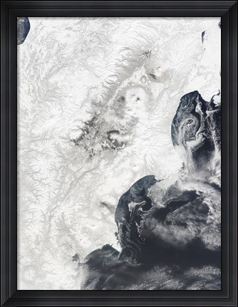 Framed Volcanoes in Central Kamchatka Peninsula, Eastern Russia Print