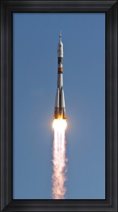 Framed Soyuz TMA-18 Rocket Launches from the Baikonur Cosmodrome in Kazakhstan Print