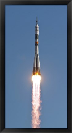 Framed Soyuz TMA-18 Rocket Launches from the Baikonur Cosmodrome in Kazakhstan Print
