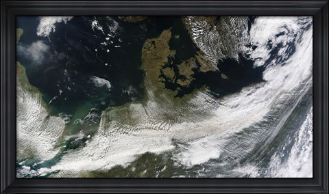 Framed Ash Plume from Eyjafjallajokull Volcano over Northern Europe Print