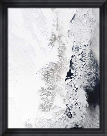 Framed Satellite view of the Eastern Coast of Greenland Print