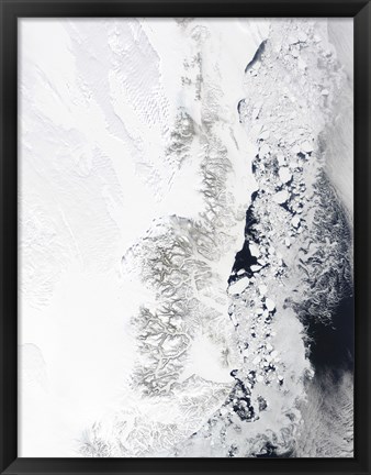 Framed Satellite view of the Eastern Coast of Greenland Print