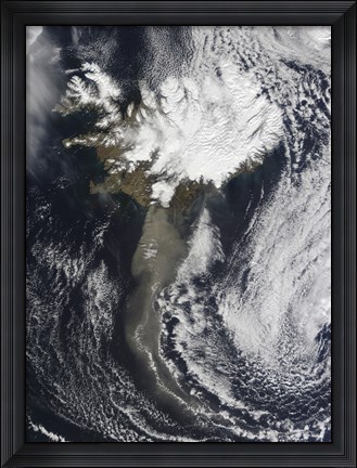 Framed Cloud of Ash from Iceland&#39;s Eyjafjallajokull Volcano Extends over the Ocean Print