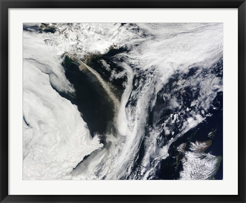 Framed Iceland&#39;s Eyjafjallajokull Volcano Emits a Dense Plume of Ash and Steam over the Atlantic Ocean Print