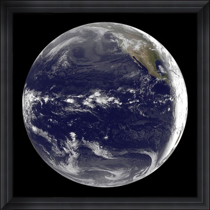 Framed Satellite view of Earth Centered Over the Pacific Ocean Print