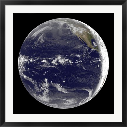 Framed Satellite view of Earth Centered Over the Pacific Ocean Print