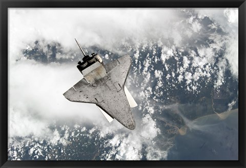 Framed Underside of Space Shuttle Discovery as the Shuttle approaches the International Space Station Print