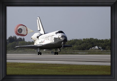 Framed With Drag Chute Unfurled, Space Shuttle Discovery Lands on Runway 33 Print