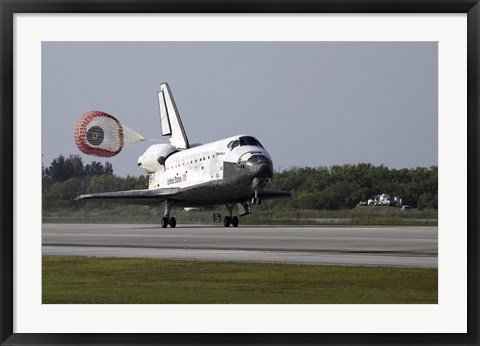 Framed With Drag Chute Unfurled, Space Shuttle Discovery Lands on Runway 33 Print