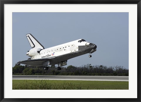 Framed Space Shuttle Discovery Lands on Runway 33 at the Shuttle Landing Facility at Kennedy Space Center in Florida Print