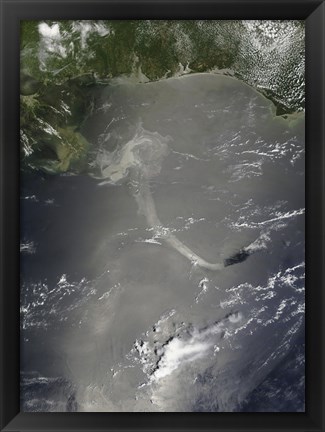 Framed Large Patch of Oil in the Gulf of Mexico from the Eplosion at the Deepwater Horizon oil rig Print