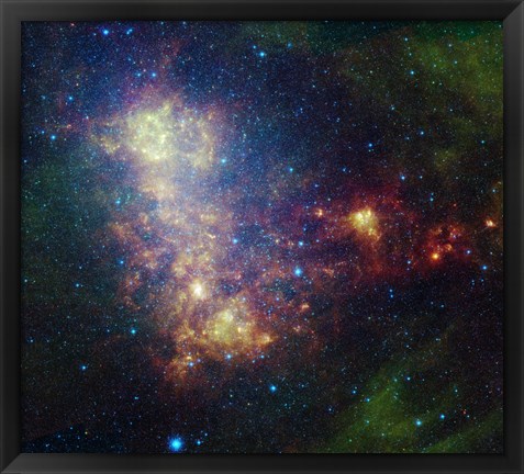 Framed Infrared Portrait Revealing the Stars and Dust of the Small Magellanic Cloud Print