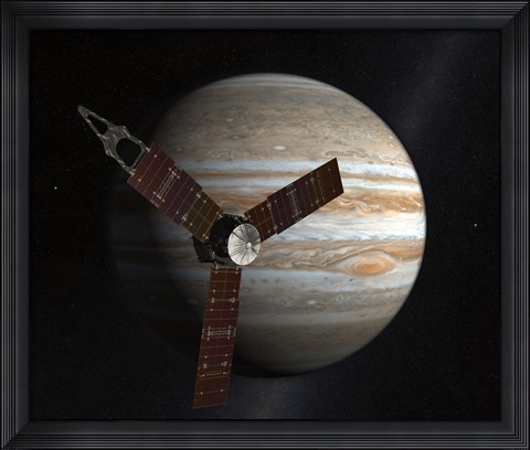 Framed Artist&#39;s Concept of the Juno Spacecraft in Orbit around Jupiter Print